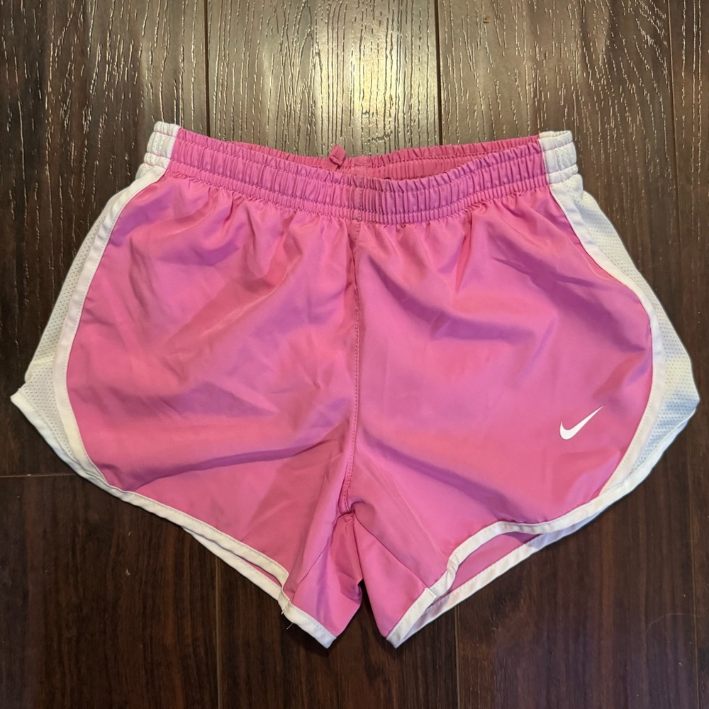 Nike Girl's Athletic Shorts in Pink and White